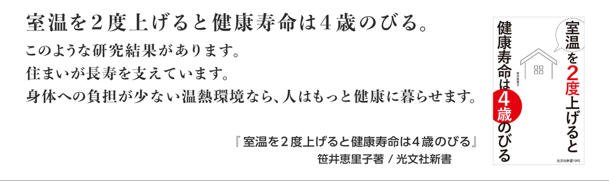 室温を2度上げると健康寿命は4歳のびる。身体への負担が少ない温熱環境へ。