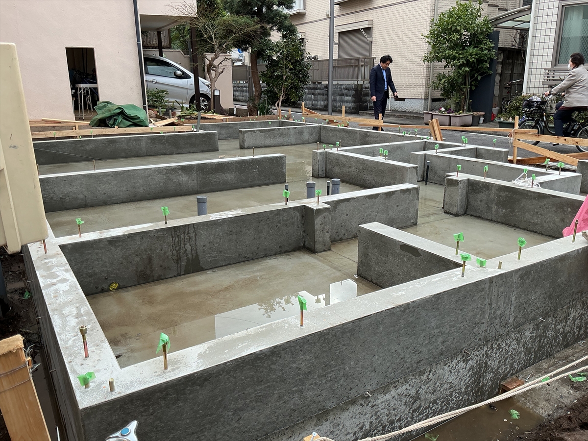 コトブキホームビルダー目黒区A邸ベタ基礎完成
